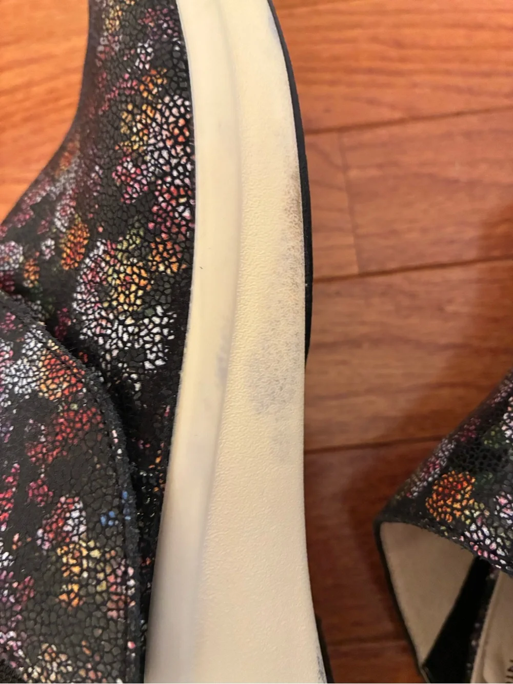 Algeria Slip-On Floral Pattern Platform Loafer in Black euro 39/US 8.5